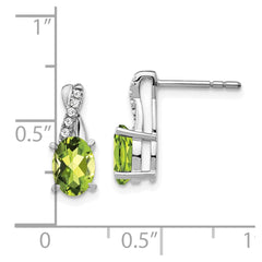 14k White Gold Peridot and Diamond Earrings