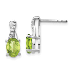 14k White Gold Peridot and Diamond Earrings