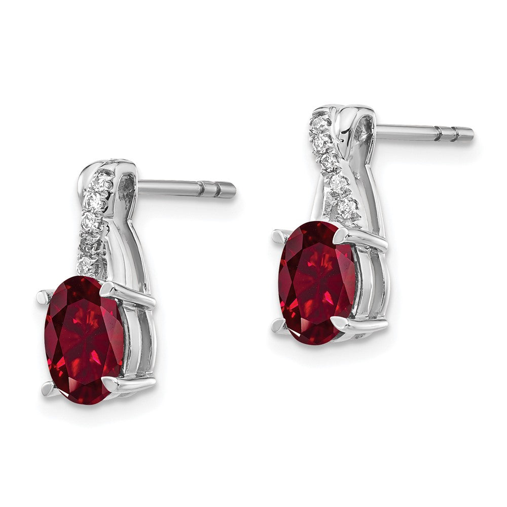 14k White Gold Ruby and Diamond Earrings