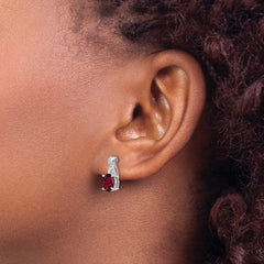 14k White Gold Ruby and Diamond Earrings