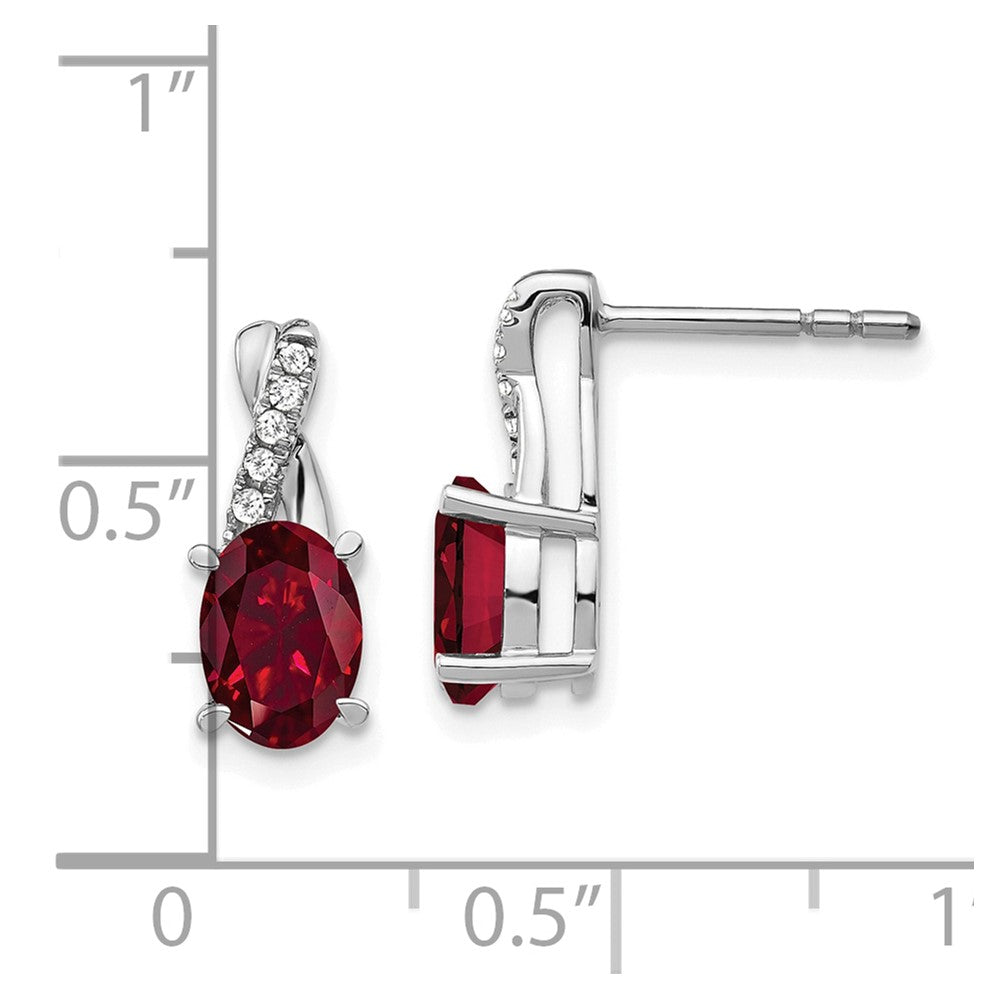 14k White Gold Ruby and Diamond Earrings