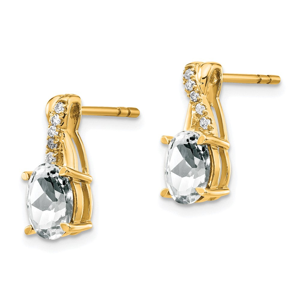 14K White Topaz and Diamond Earrings