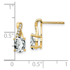 14K White Topaz and Diamond Earrings