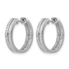 14k White Gold Diamond In/Out Hinged Hoop Earrings - 8