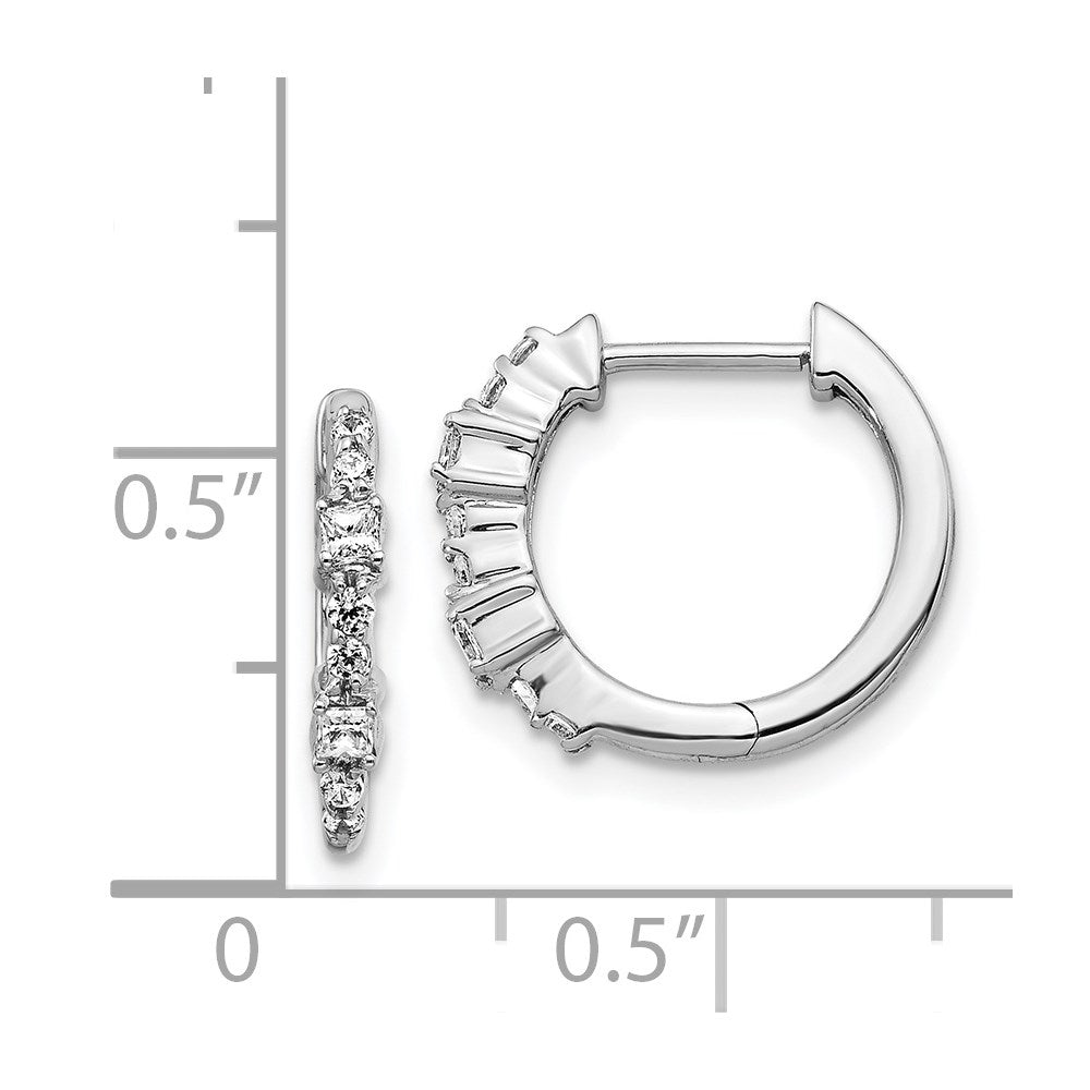 14k White Gold Diamond Hinged Hoop Earrings - 31