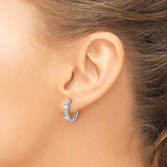 14k White Gold Diamond Hinged Hoop Earrings - 9