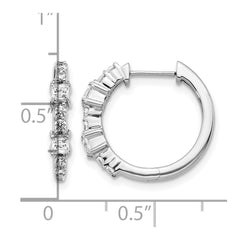 14k White Gold Diamond Hinged Hoop Earrings - 9