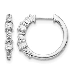 14k White Gold Diamond Hinged Hoop Earrings - 9
