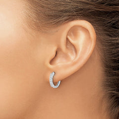 14k White Gold Diamond Hinged Hoop Earrings - 55