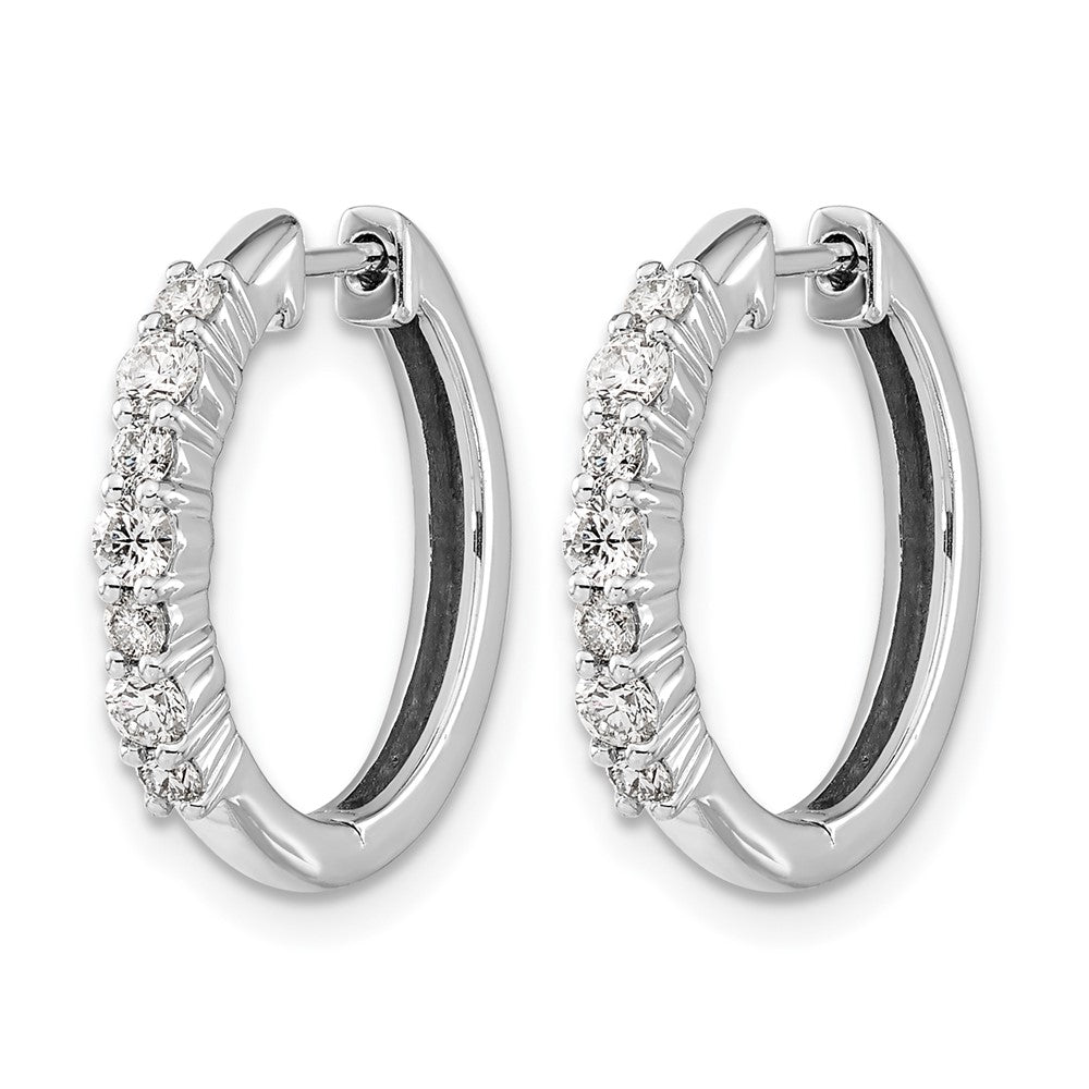 14k White Gold Diamond Hinged Hoop Earrings - 60