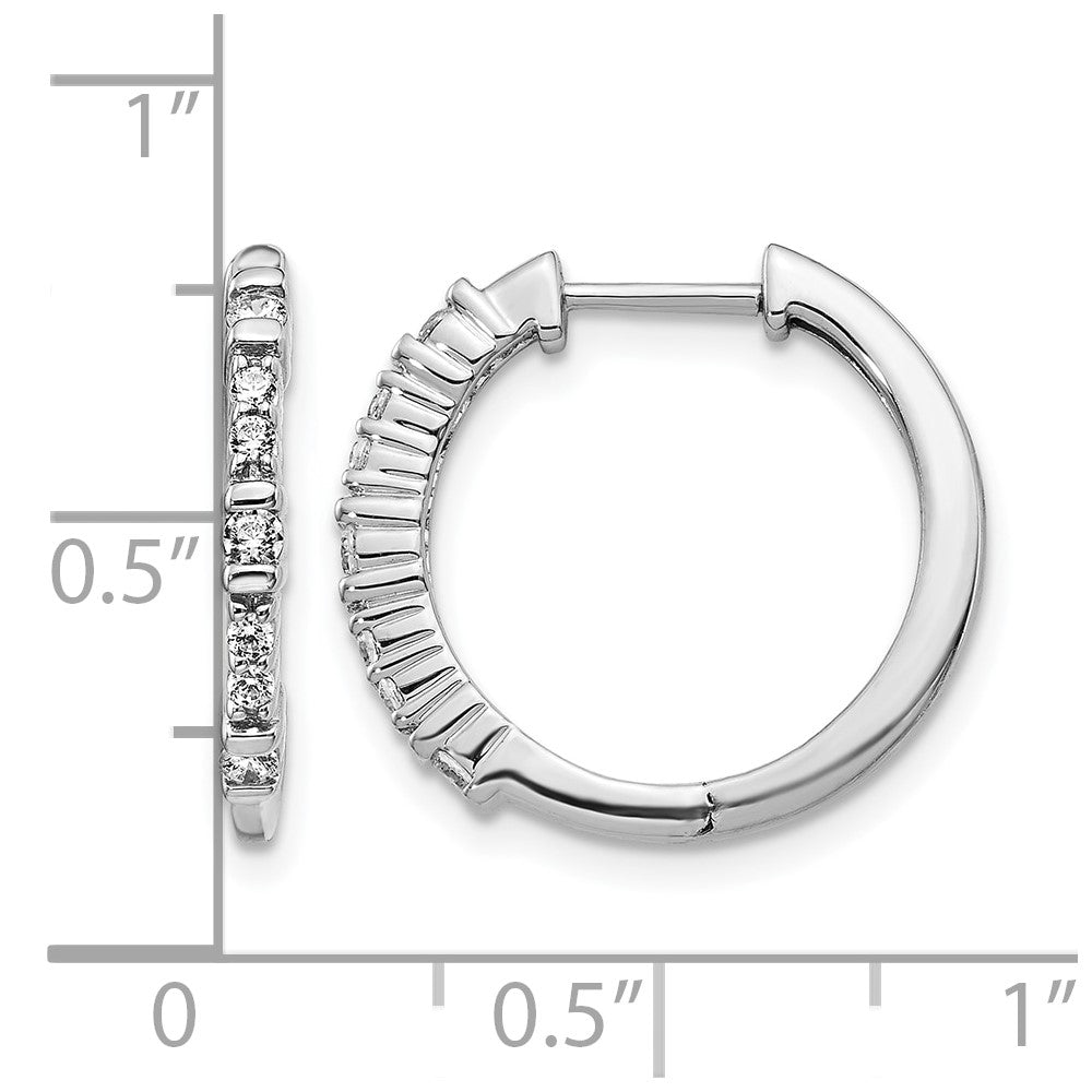14k White Gold Diamond Hinged Hoop Earrings - 64