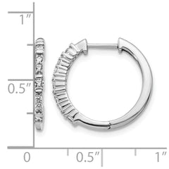14k White Gold Diamond Hinged Hoop Earrings - 64
