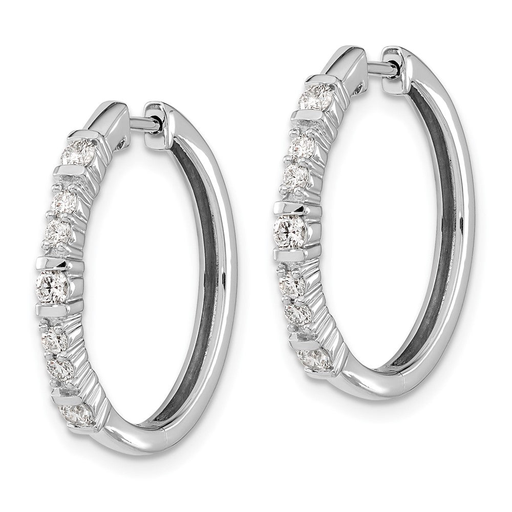 14k White Gold Diamond Hinged Hoop Earrings