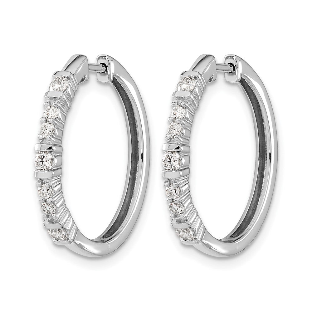 14k White Gold Diamond Hinged Hoop Earrings - 10