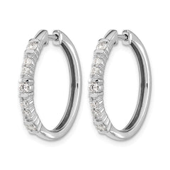 14k White Gold Diamond Hinged Hoop Earrings - 10