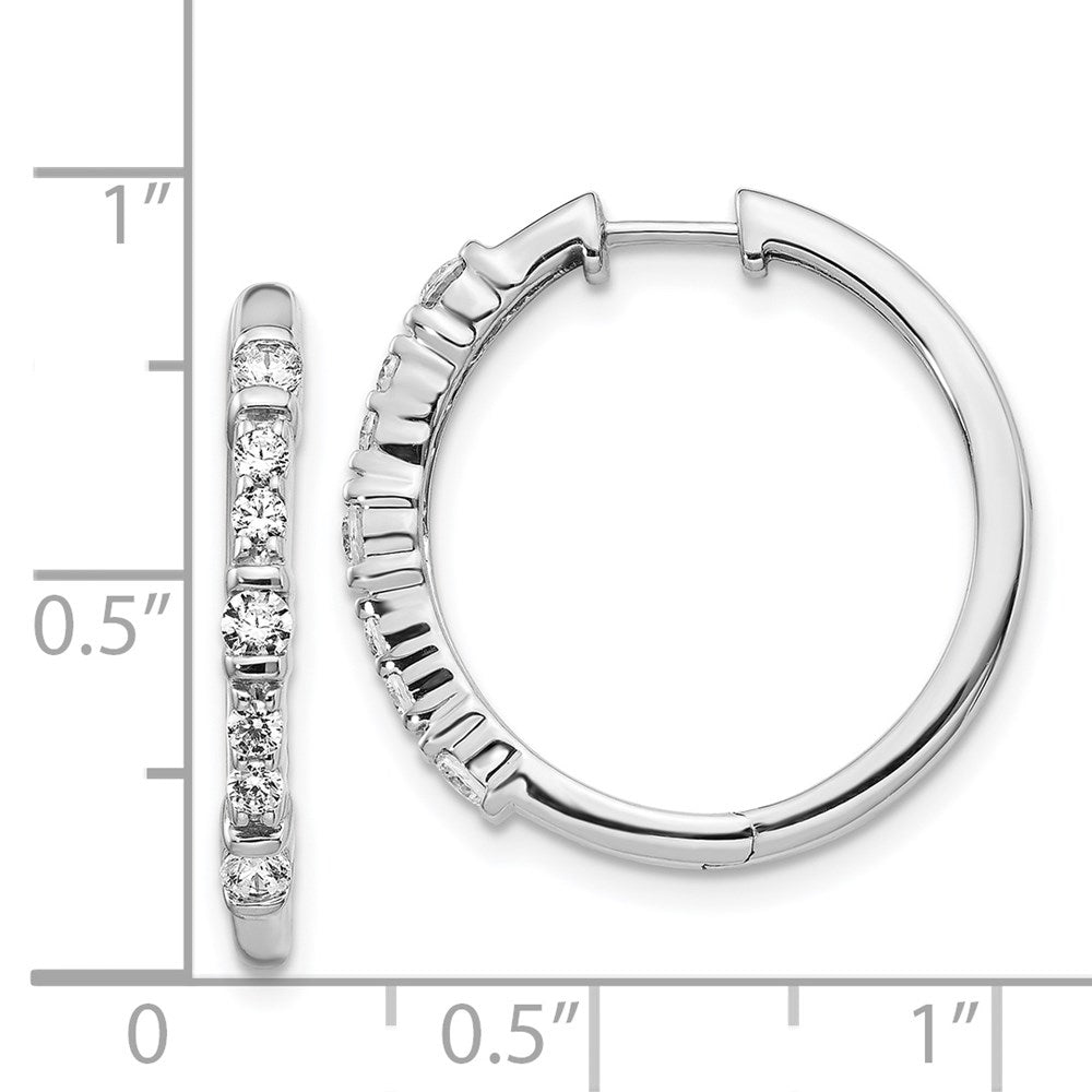 14k White Gold Diamond Hinged Hoop Earrings