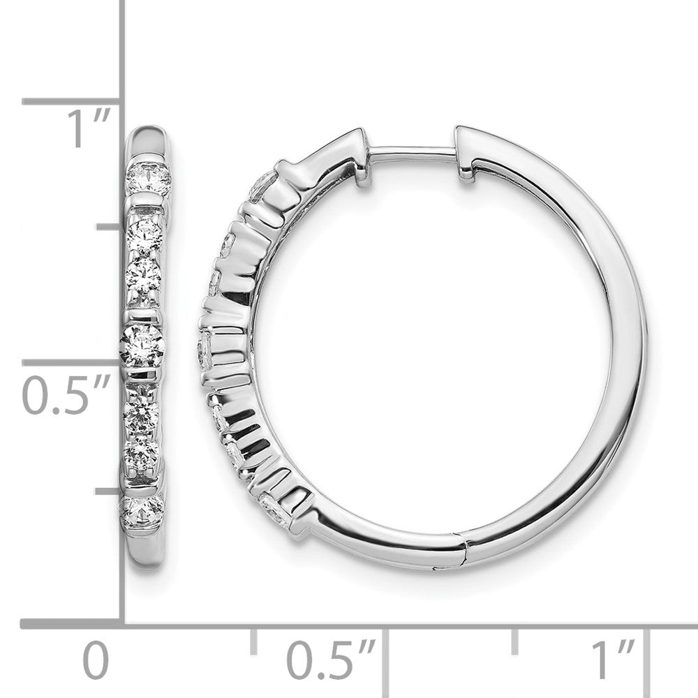 14k White Gold Diamond Hinged Hoop Earrings - 10