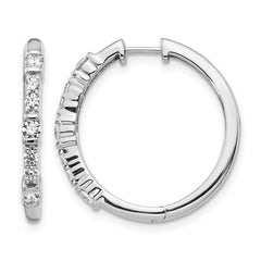 14k White Gold Diamond Hinged Hoop Earrings - 10
