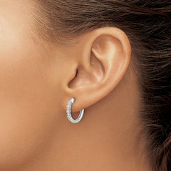 14k White Gold Diamond Hinged Hoop Earrings - 61