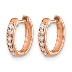 14k Rose Gold Diamond Hinged Hoop Earrings - 8