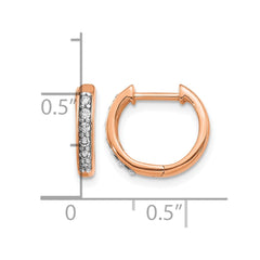 14k Rose Gold Diamond Hinged Hoop Earrings - 8