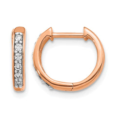 14k Rose Gold Diamond Hinged Hoop Earrings - 8