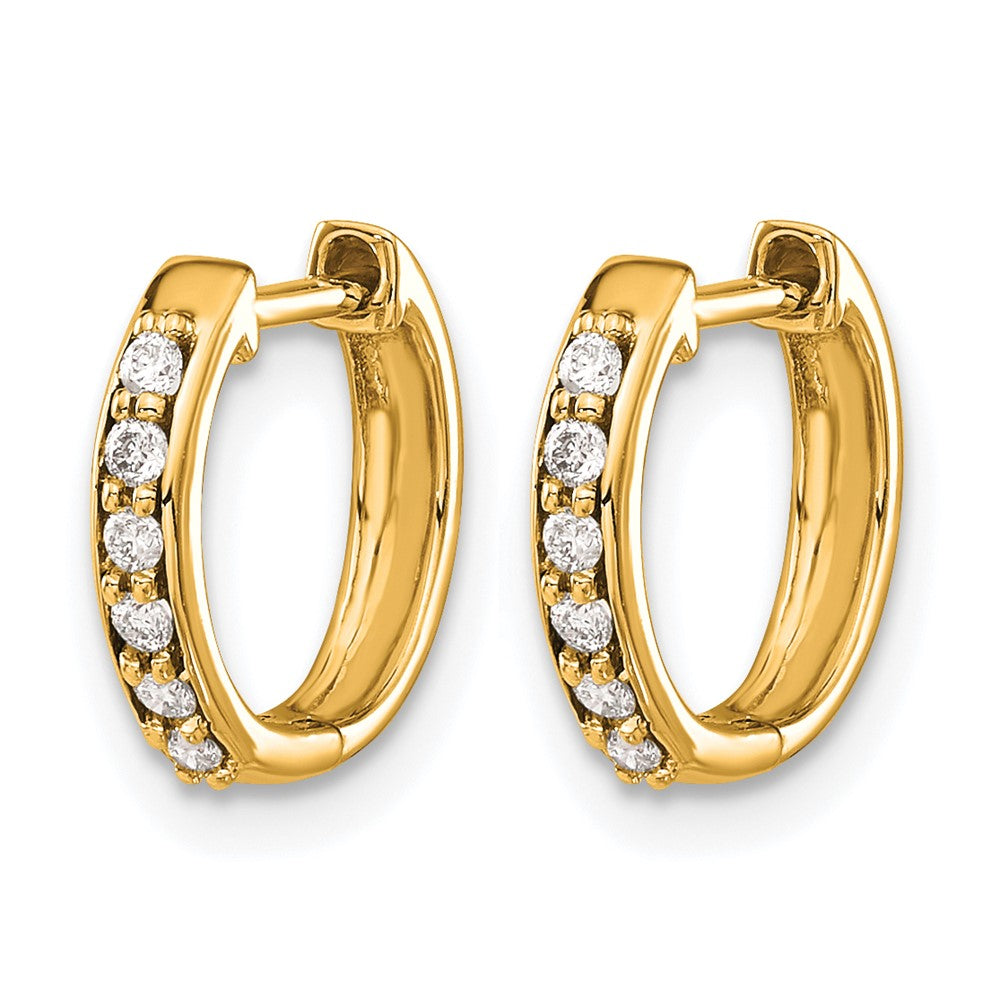 14k Diamond Hinged Hoop Earrings - 7