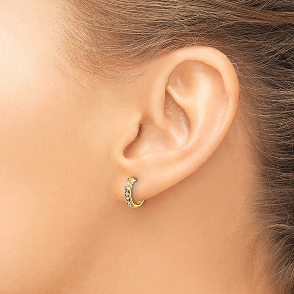 14k Diamond Hinged Hoop Earrings - 7
