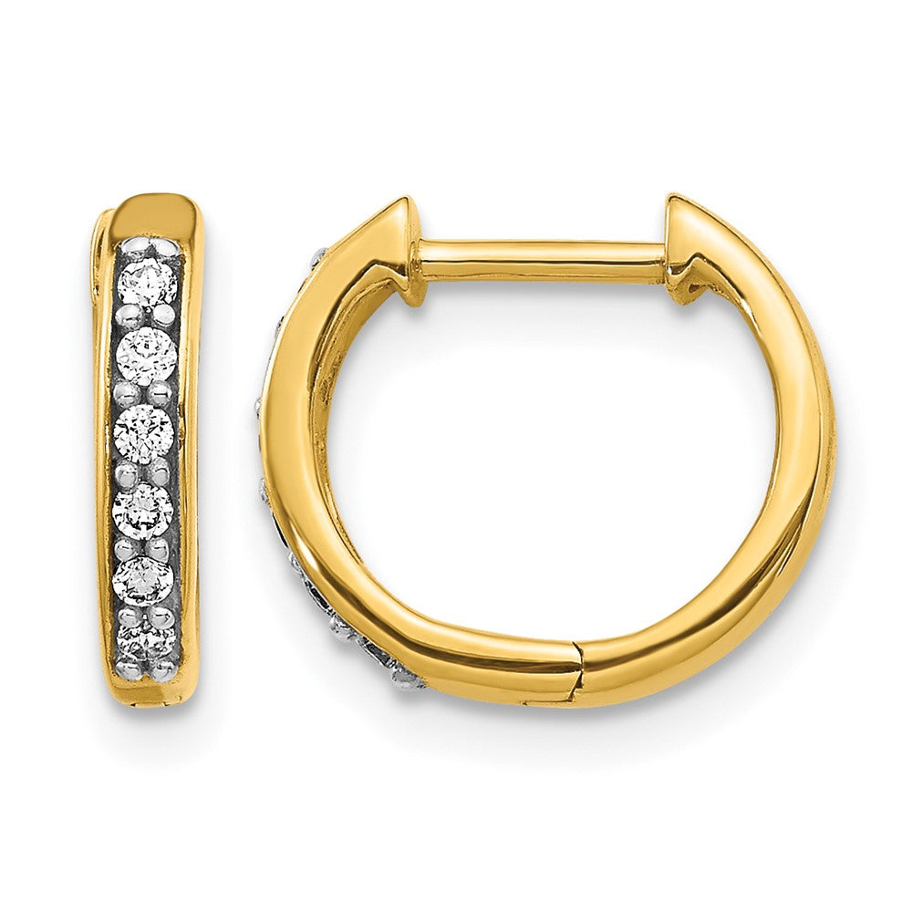 14k Diamond Hinged Hoop Earrings - 7