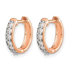 14k Rose Gold Diamond Hinged Hoop Earrings - 7