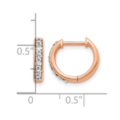 14k Rose Gold Diamond Hinged Hoop Earrings - 7