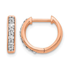 14k Rose Gold Diamond Hinged Hoop Earrings - 7