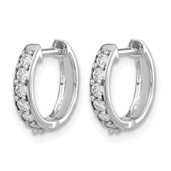 14k White Gold Diamond Hinged Hoop Earrings - 16