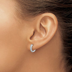 14k White Gold Diamond Hinged Hoop Earrings - 16
