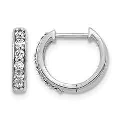 14k White Gold Diamond Hinged Hoop Earrings - 16