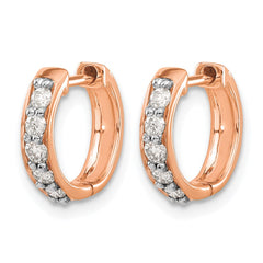 14k Rose Gold Diamond Hinged Hoop Earrings - 9