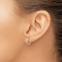 14k Rose Gold Diamond Hinged Hoop Earrings - 9
