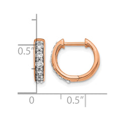 14k Rose Gold Diamond Hinged Hoop Earrings - 9