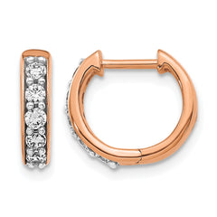 14k Rose Gold Diamond Hinged Hoop Earrings - 9