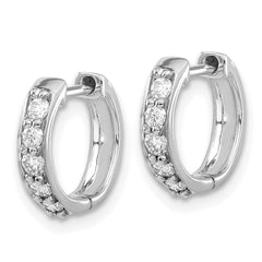 14k White Gold Diamond Hinged Hoop Earrings