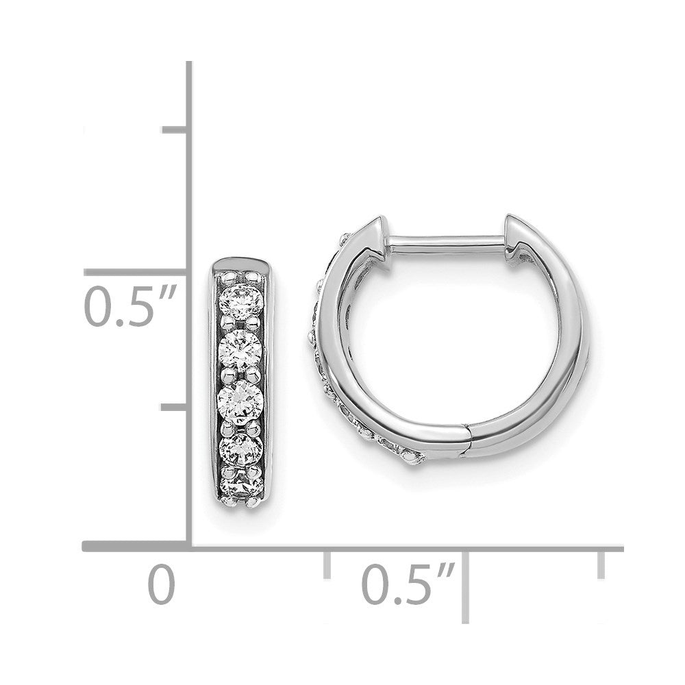 14k White Gold Diamond Hinged Hoop Earrings