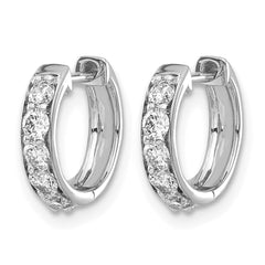 14k White Gold Diamond Hinged Hoop Earrings - 11