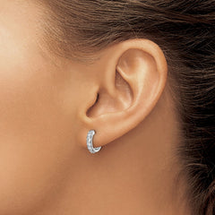 14k White Gold Diamond Hinged Hoop Earrings - 11