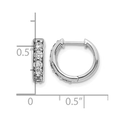 14k White Gold Diamond Hinged Hoop Earrings - 11