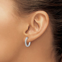 14k White Gold Diamond Hinged Hoop Earrings - 35