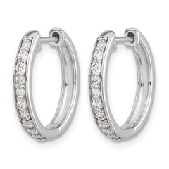 14k White Gold Diamond Hinged Hoop Earrings - 13