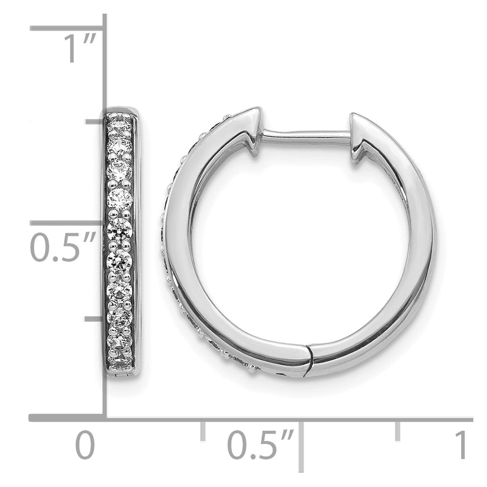 14k White Gold Diamond Hinged Hoop Earrings - 13