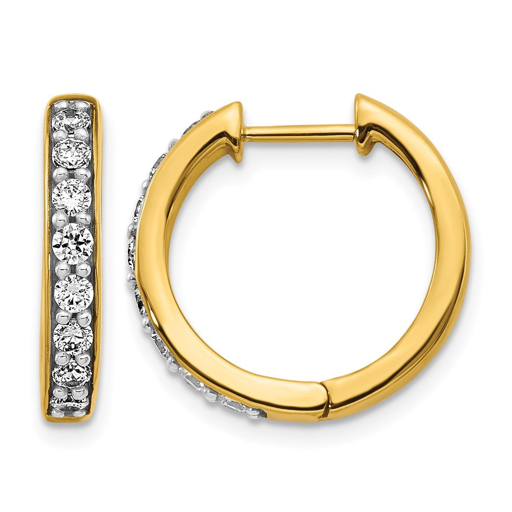 14k Diamond Hinged Hoop Earrings - 5