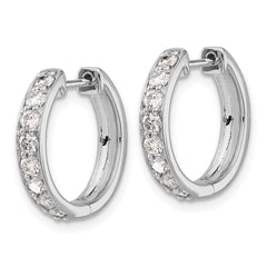 14k White Gold Diamond Hinged Hoop Earrings - 2