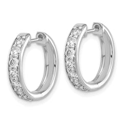 14k White Gold Diamond Hinged Hoop Earrings - 3